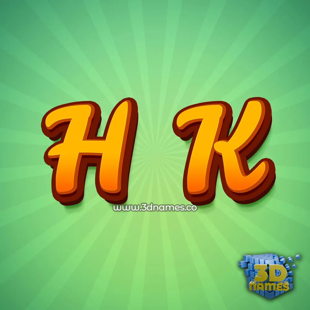 h k in Green Rays style - 3D name wallpaper
