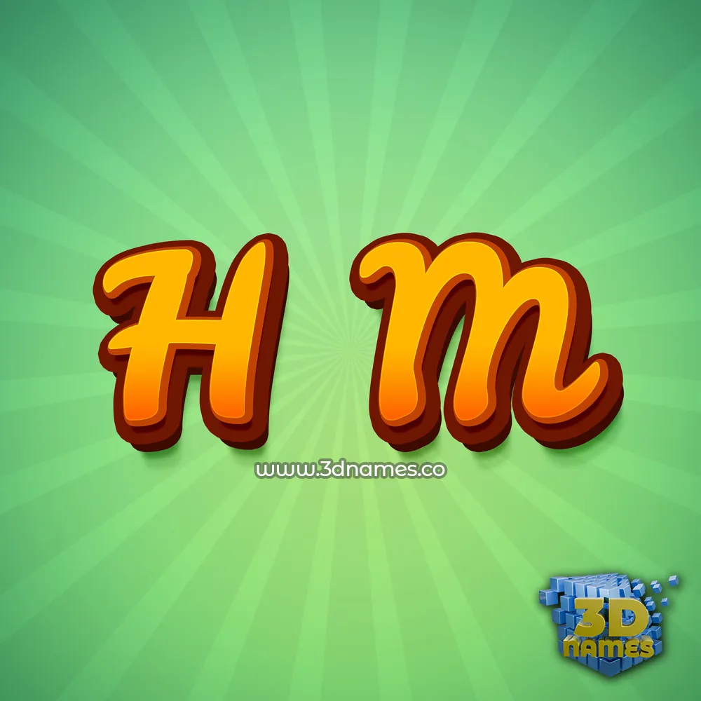 h m in Green Rays style - 3D name wallpaper