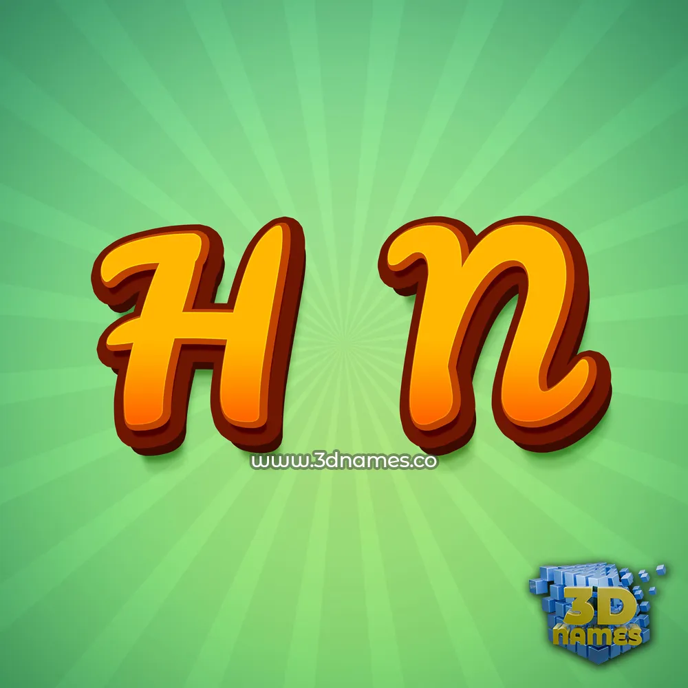 h n in Green Rays style - 3D name wallpaper