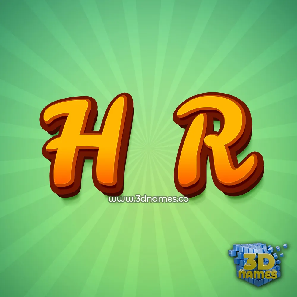 h r in Green Rays style - 3D name wallpaper