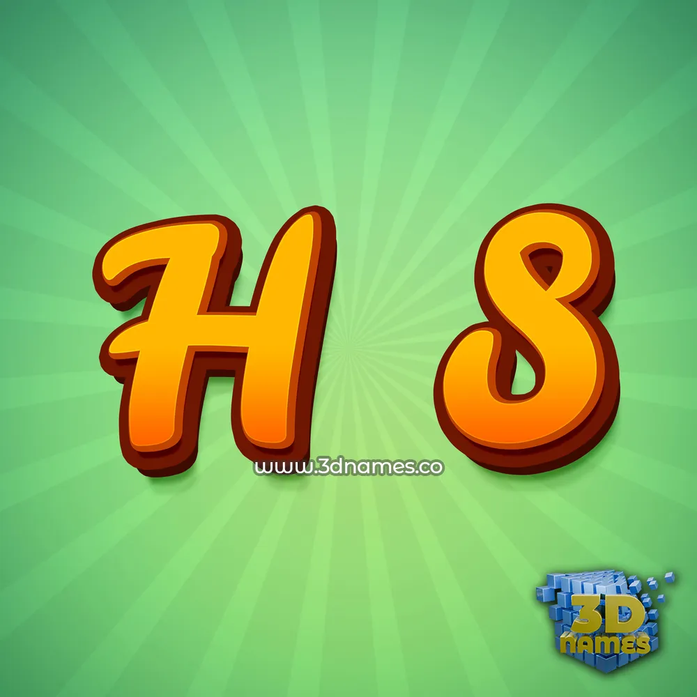 h s in Green Rays style - 3D name wallpaper