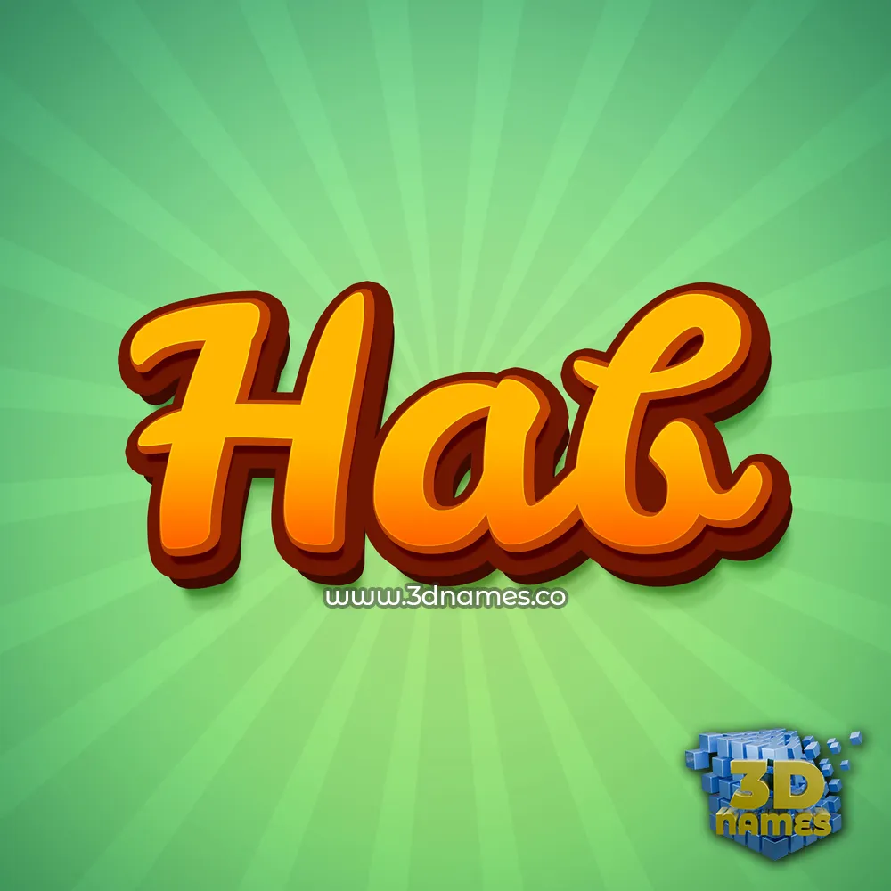 hab in Green Rays style - 3D name wallpaper