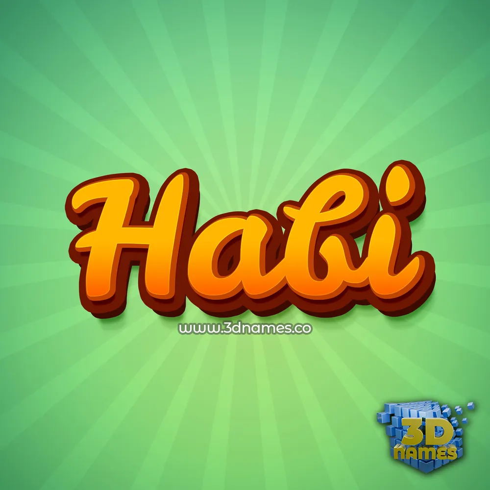habi in Green Rays style - 3D name wallpaper