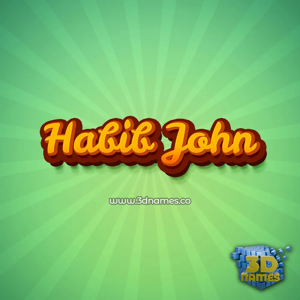 habib john in Green Rays style - 3D name wallpaper