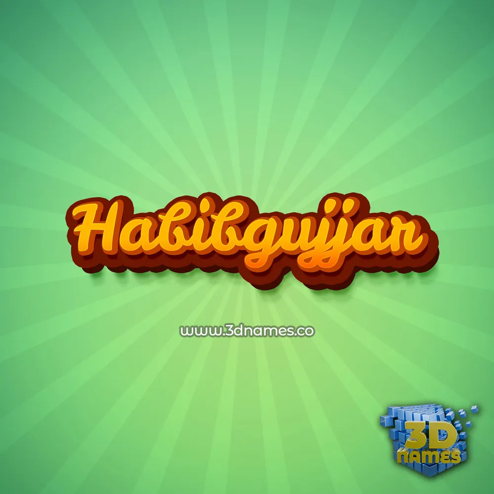 habibgujjar in Green Rays style - 3D name wallpaper