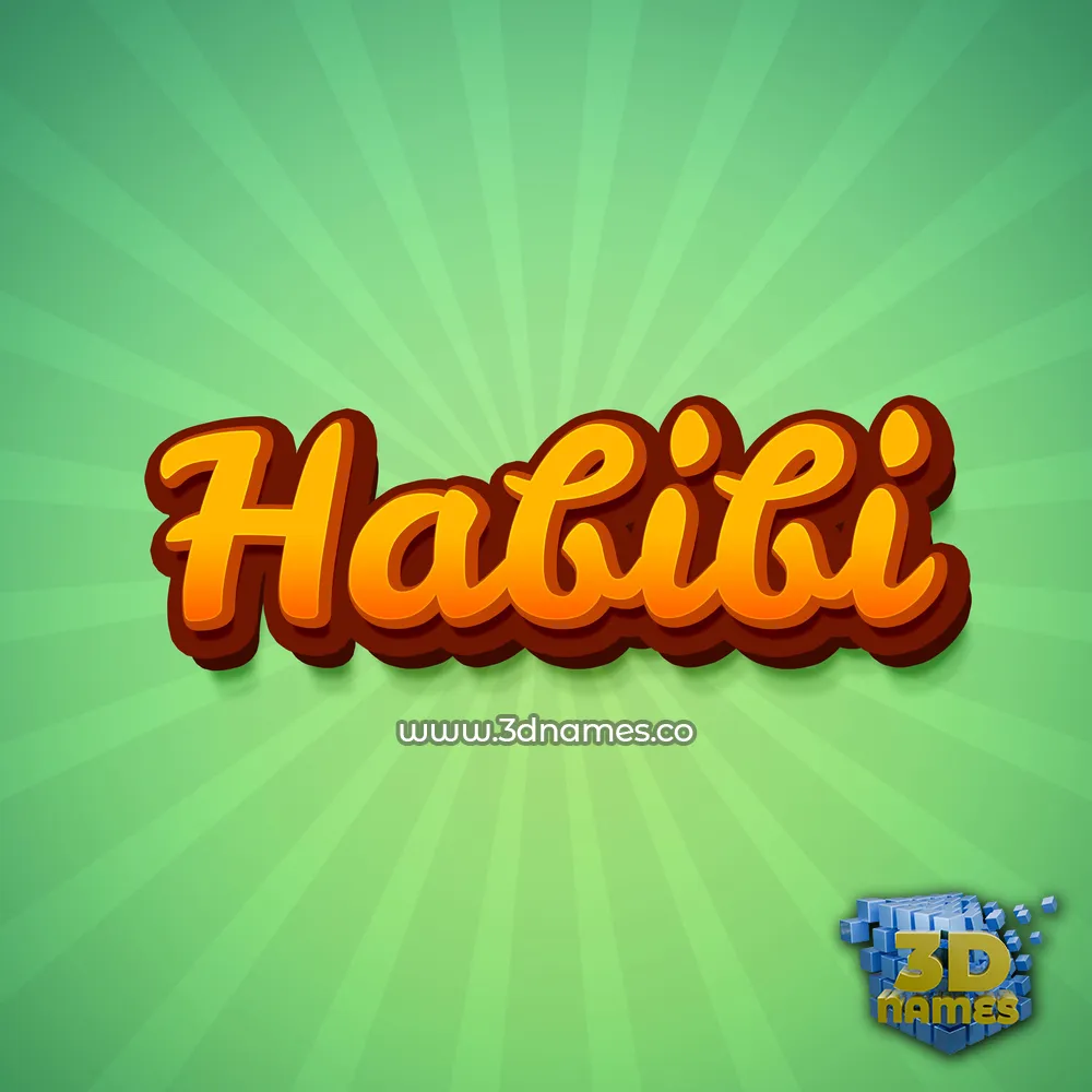 habibi in Green Rays style - 3D name wallpaper