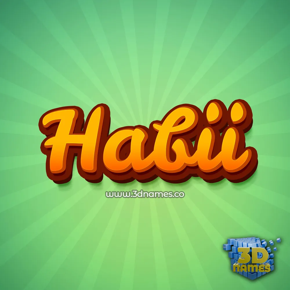 habii in Green Rays style - 3D name wallpaper