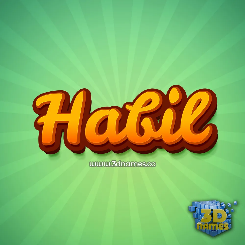 habil in Green Rays style - 3D name wallpaper
