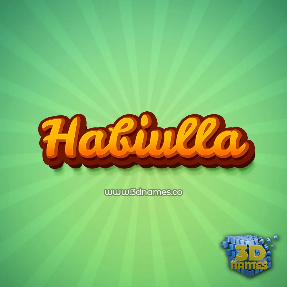 habiulla in Green Rays style - 3D name wallpaper