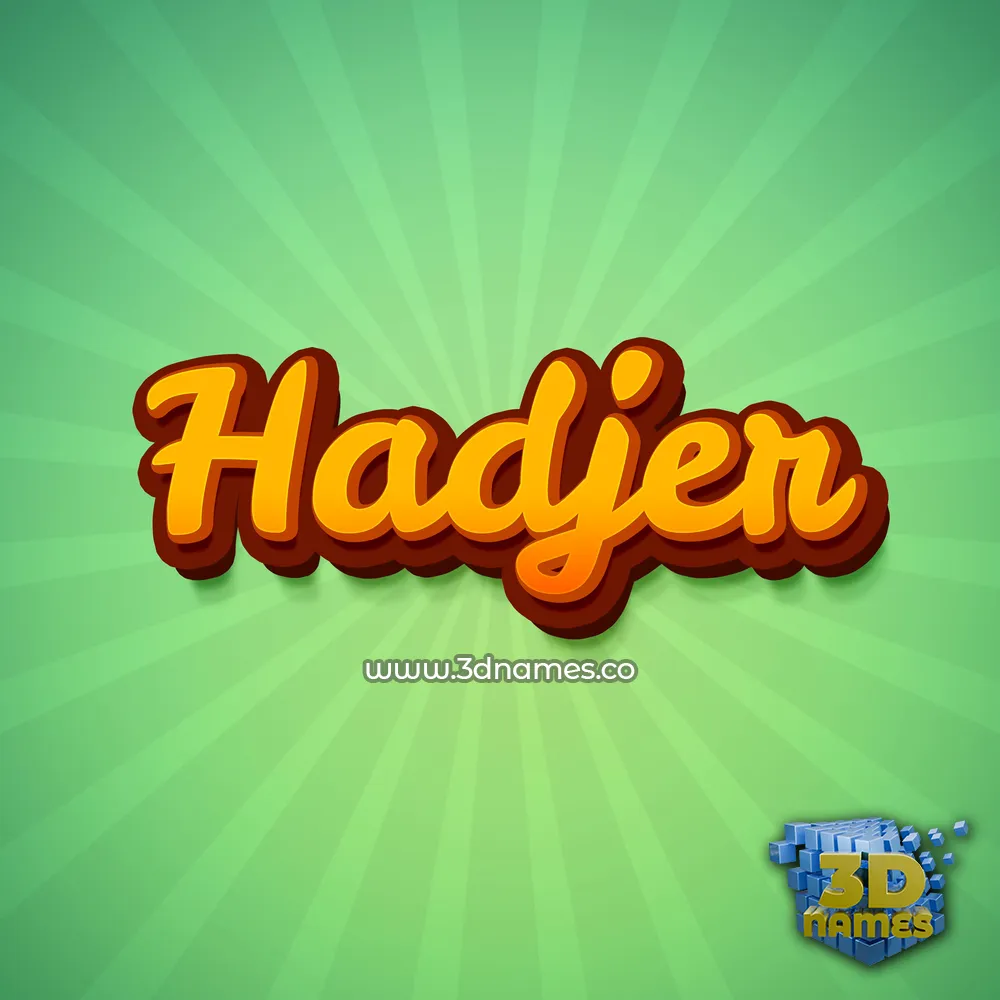 hadjer in Green Rays style - 3D name wallpaper