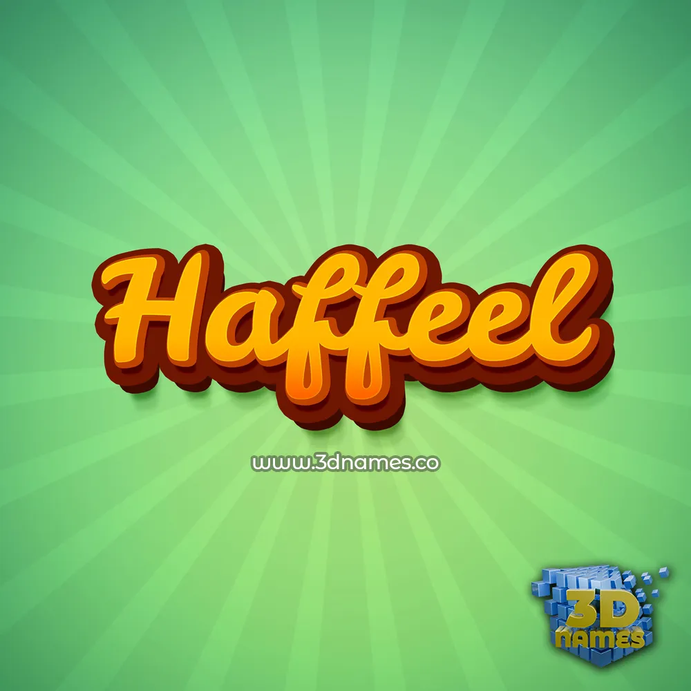 haffeel in Green Rays style - 3D name wallpaper