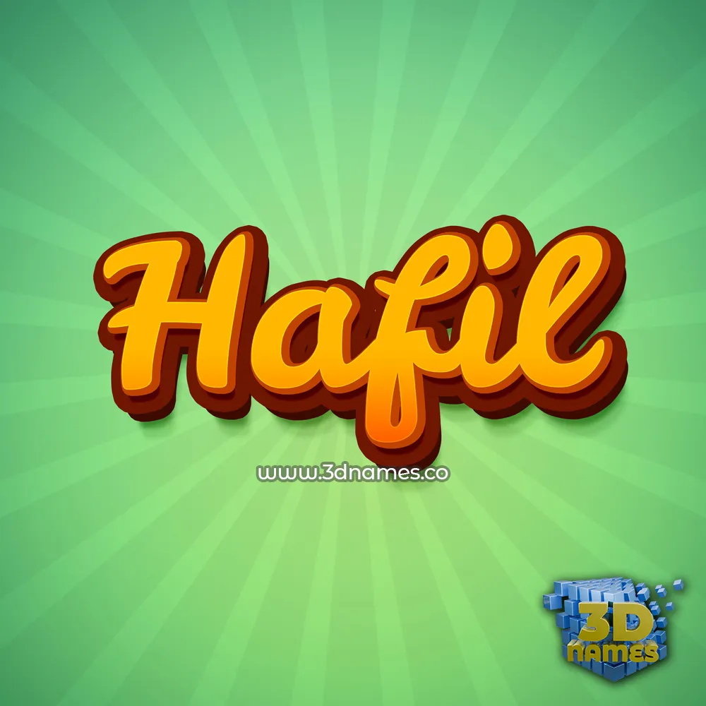 hafil in Green Rays style - 3D name wallpaper