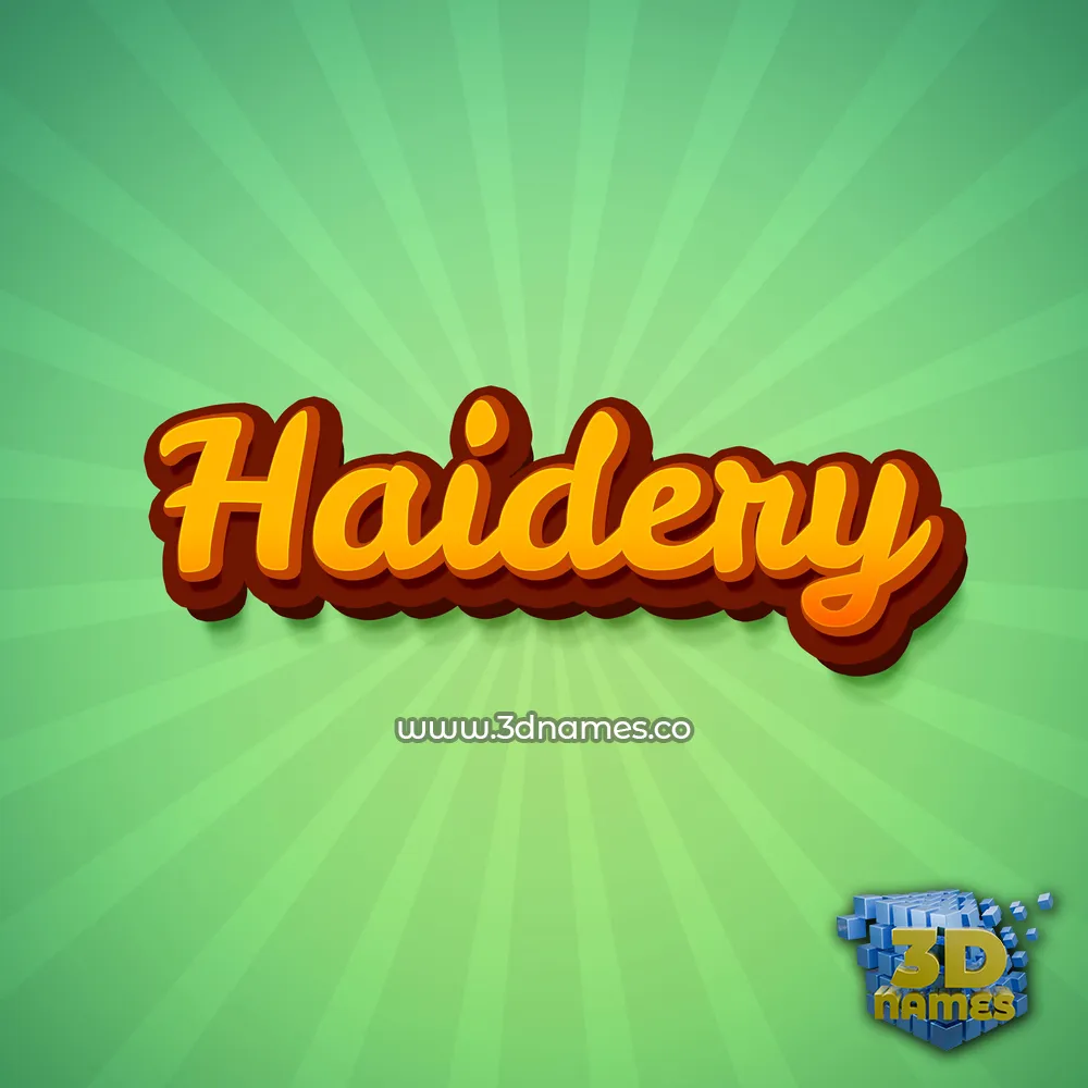haidery in Green Rays style - 3D name wallpaper