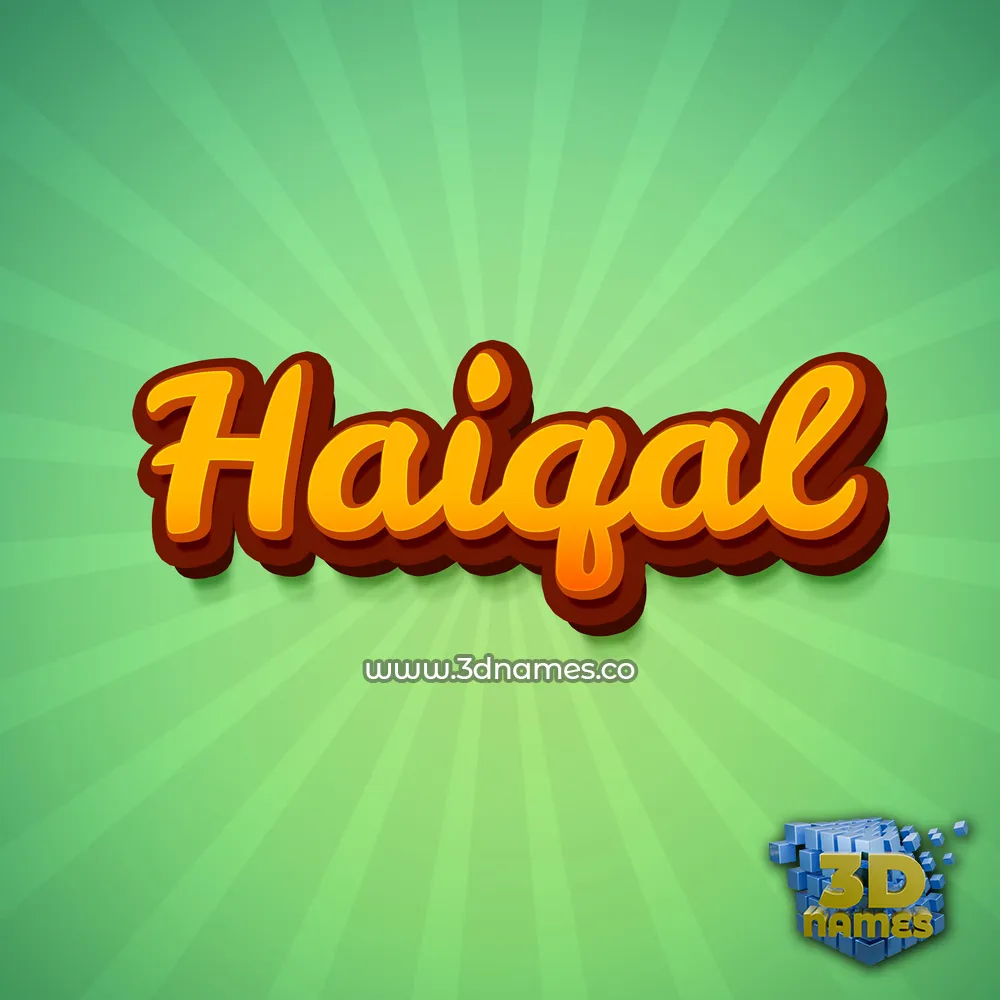 haiqal in Green Rays style - 3D name wallpaper
