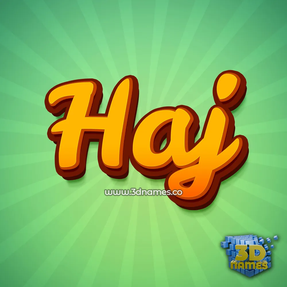 haj in Green Rays style - 3D name wallpaper
