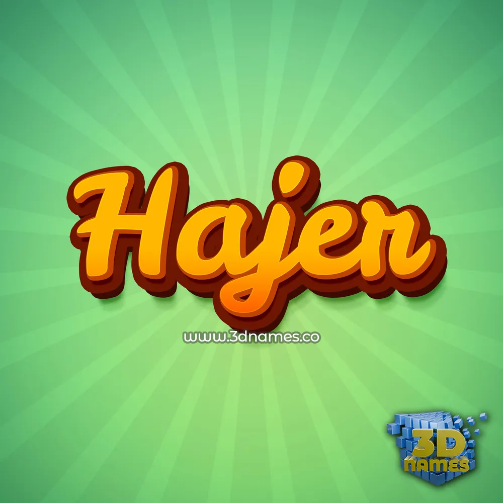 hajer in Green Rays style - 3D name wallpaper