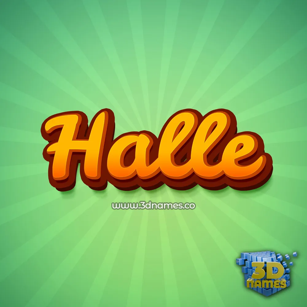 halle in Green Rays style - 3D name wallpaper