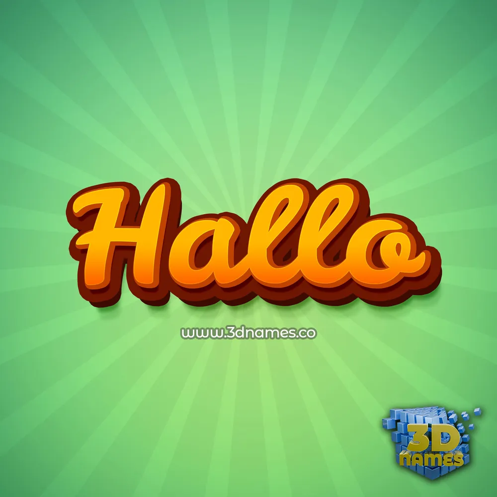hallo in Green Rays style - 3D name wallpaper