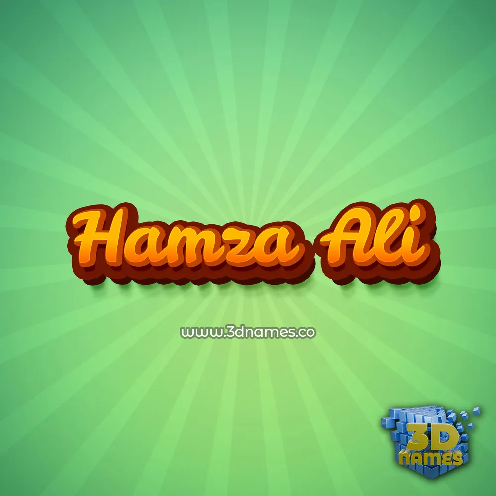 hamza ali in Green Rays style - 3D name wallpaper