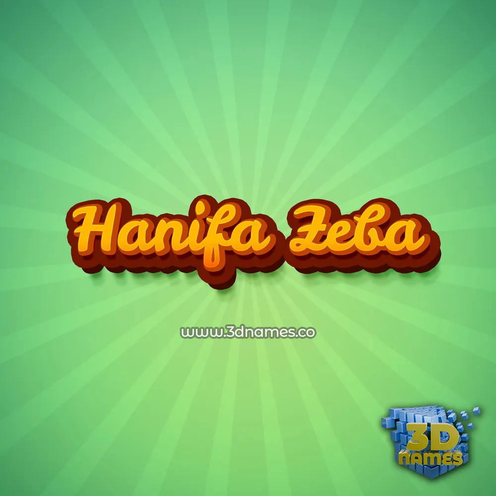 hanifa zeba in Green Rays style - 3D name wallpaper