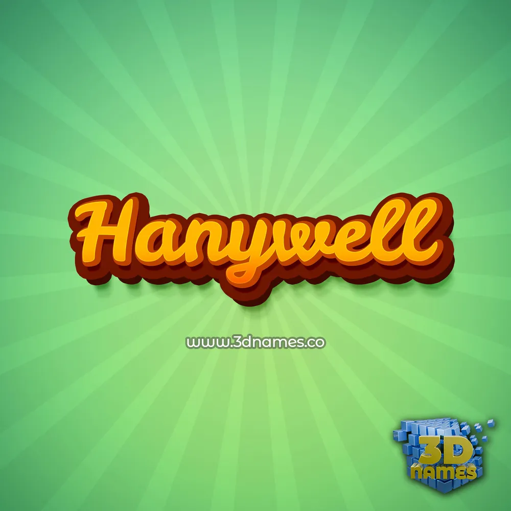 hanywell in Green Rays style - 3D name wallpaper