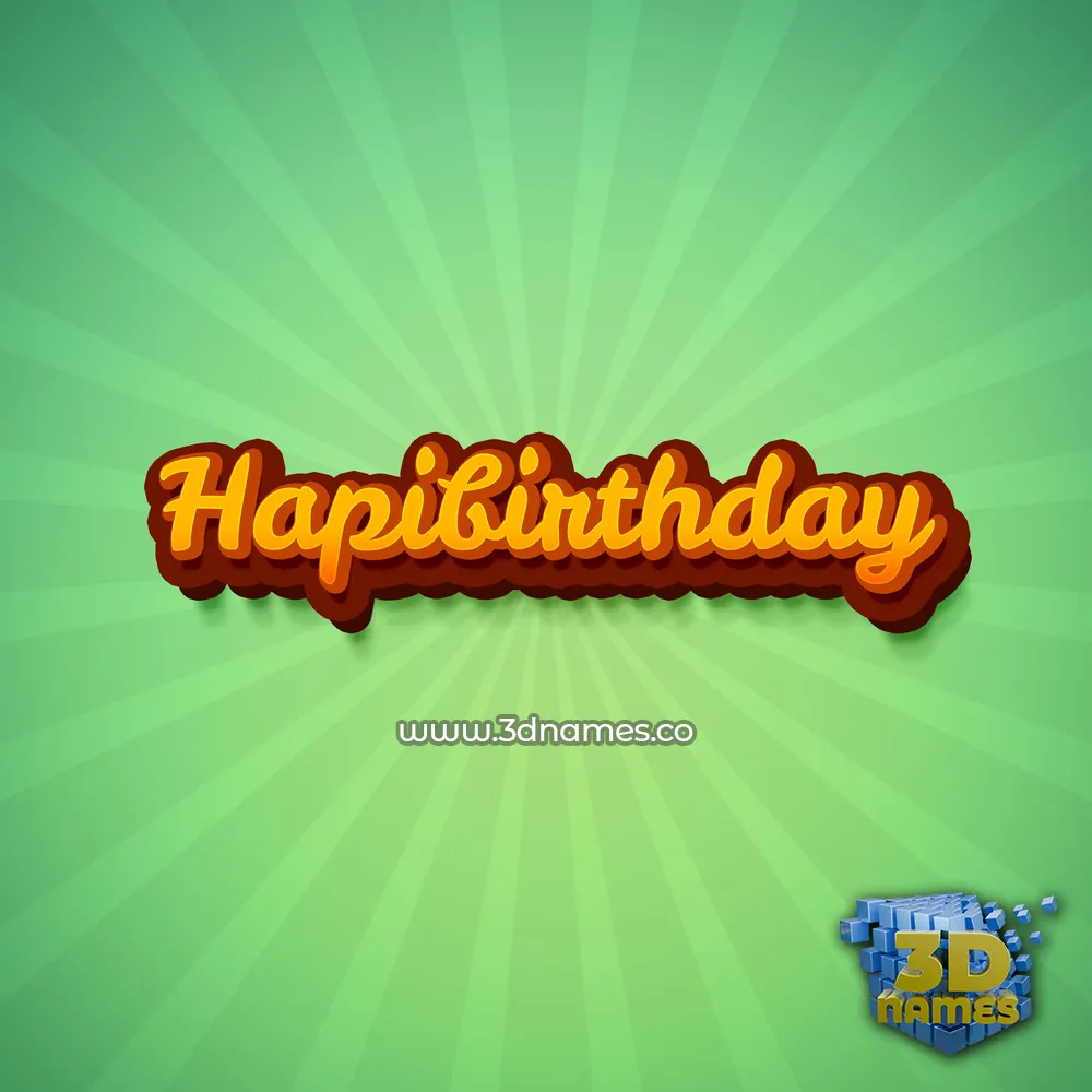 hapibirthday in Green Rays style - 3D name wallpaper