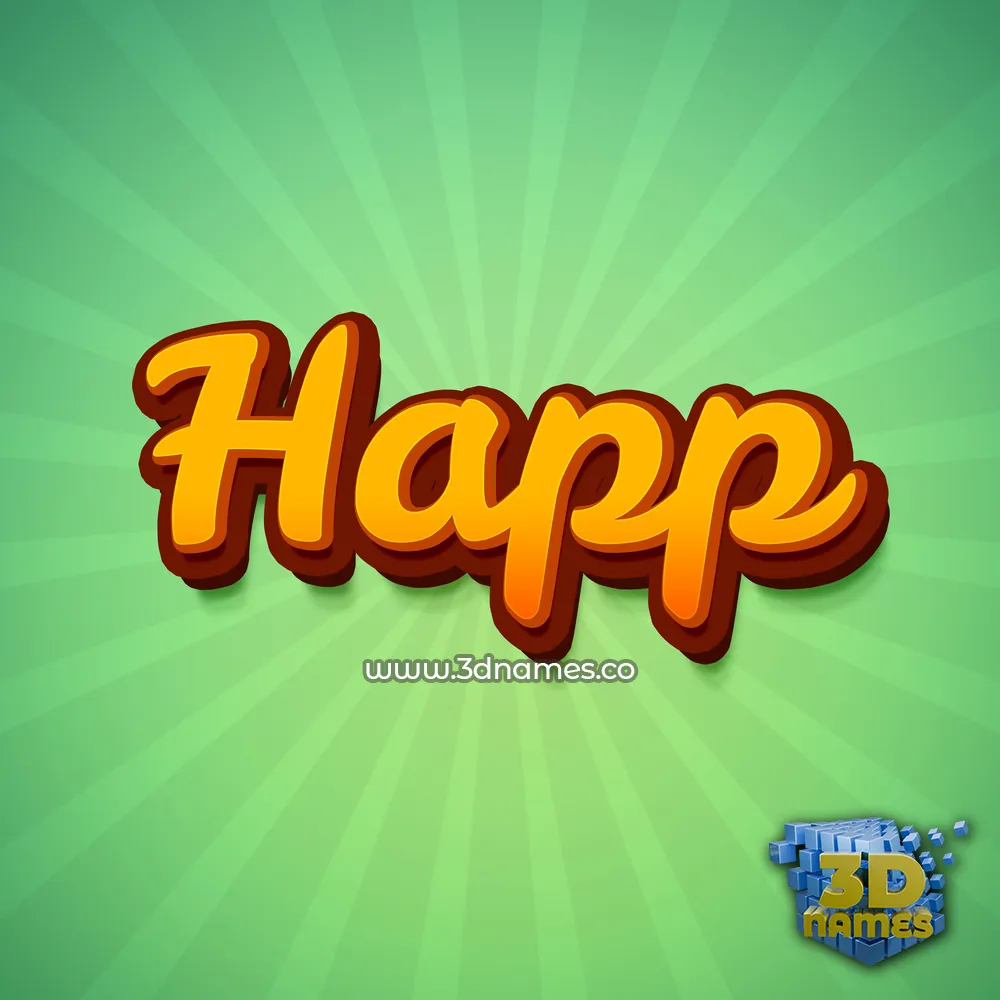 happ in Green Rays style - 3D name wallpaper