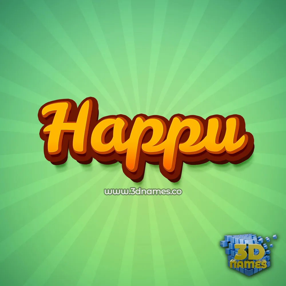 happu in Green Rays style - 3D name wallpaper