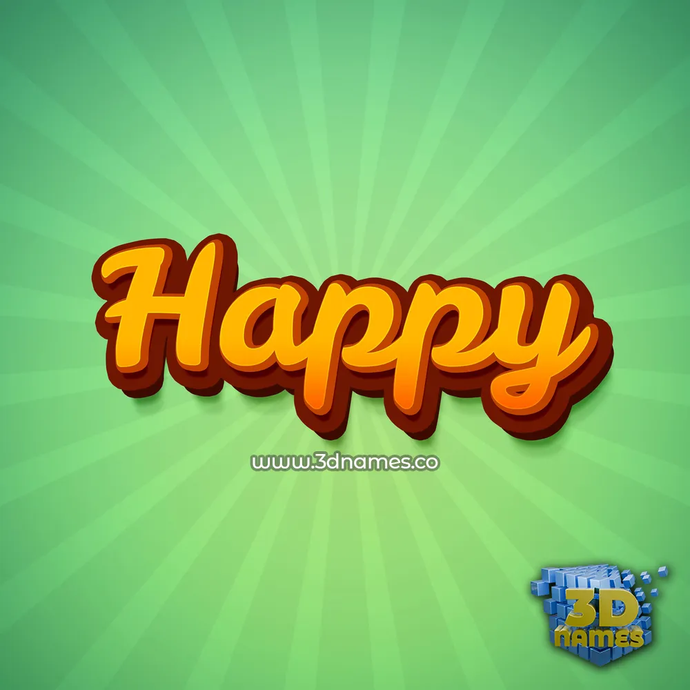 happy in Green Rays style - 3D name wallpaper