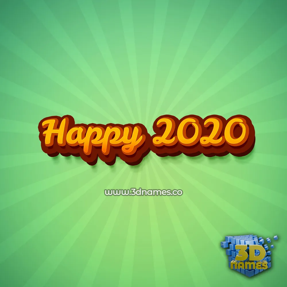happy 2020 in Green Rays style - 3D name wallpaper