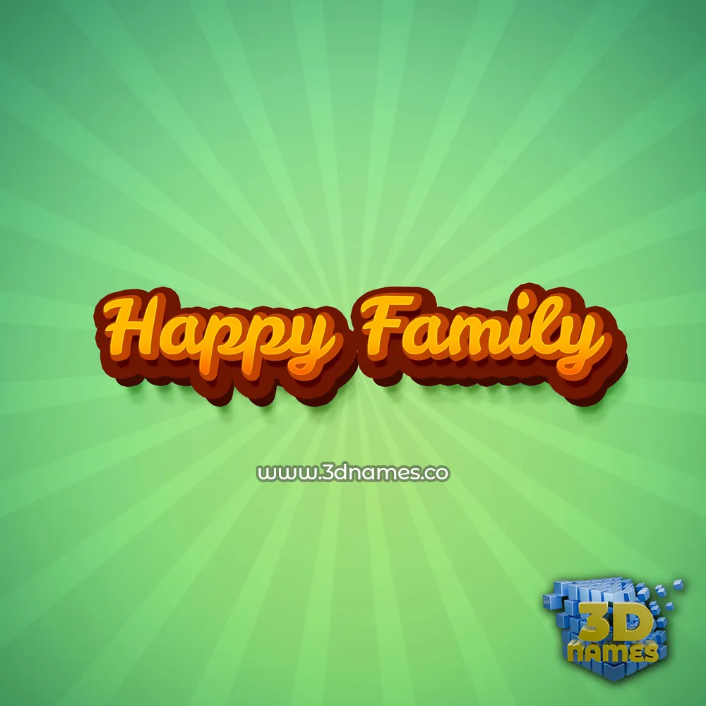 happy family in Green Rays style - 3D name wallpaper