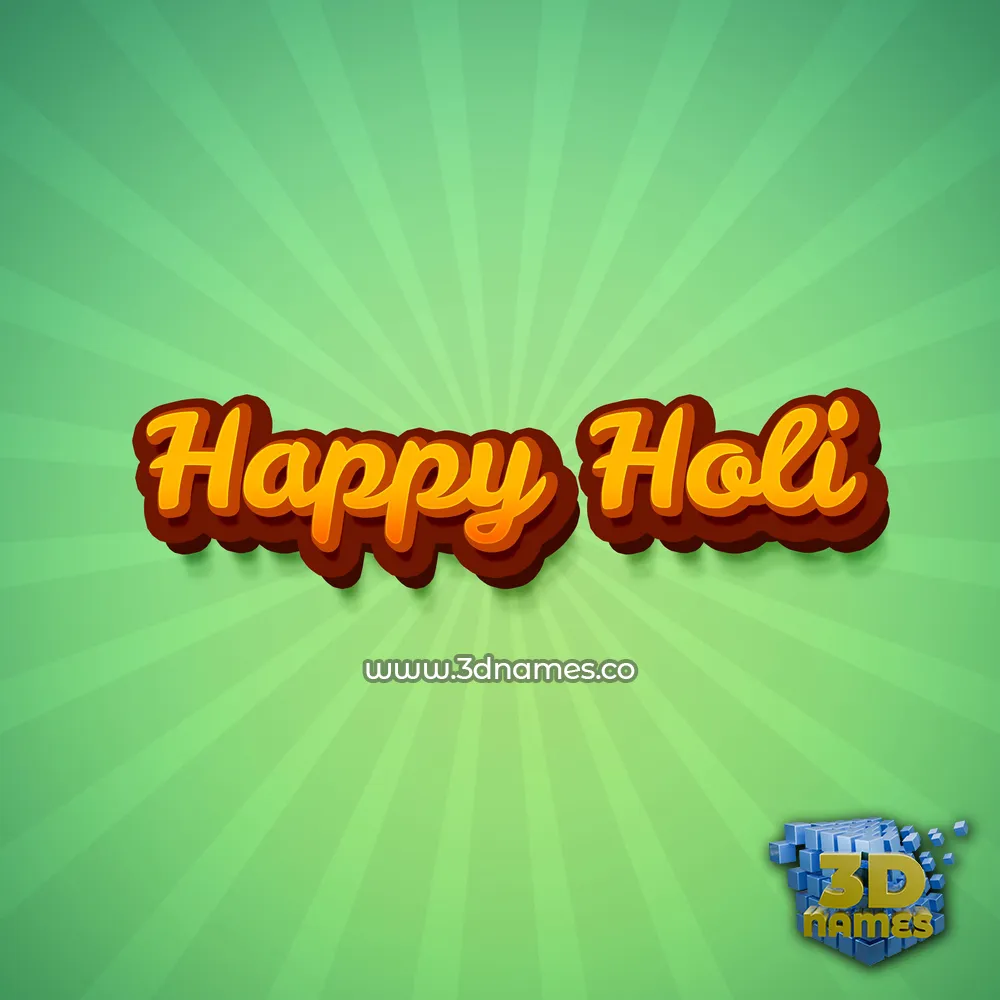 happy holi in Green Rays style - 3D name wallpaper