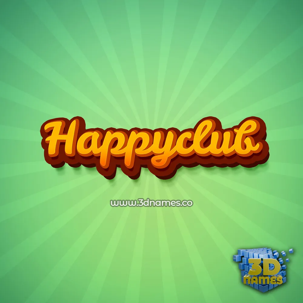 happyclub in Green Rays style - 3D name wallpaper