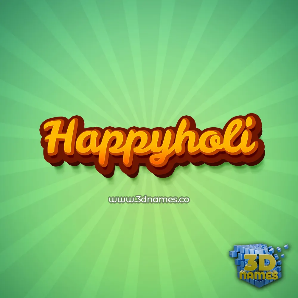 happyholi in Green Rays style - 3D name wallpaper