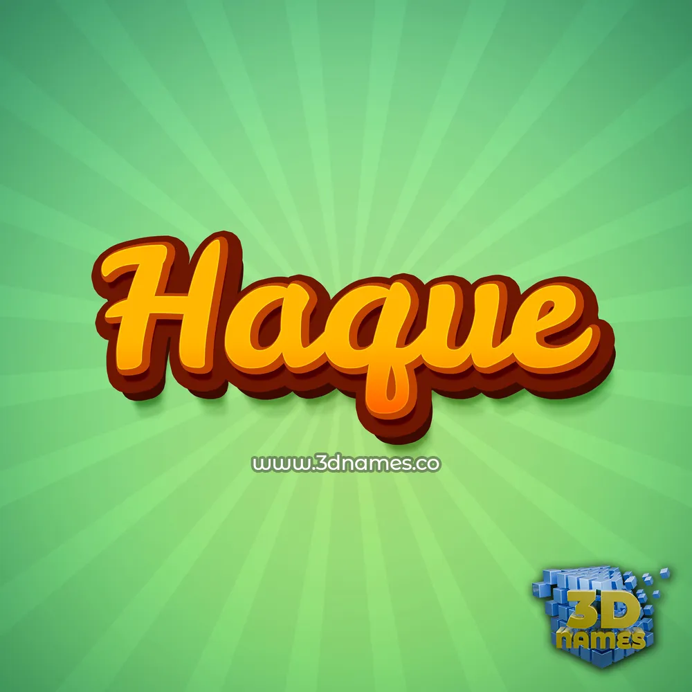 haque in Green Rays style - 3D name wallpaper