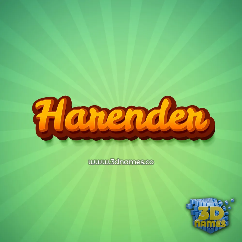 harender in Green Rays style - 3D name wallpaper