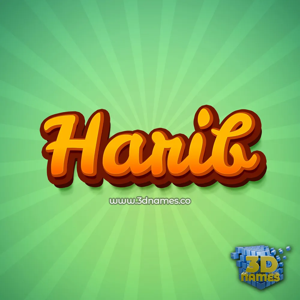 harib in Green Rays style - 3D name wallpaper