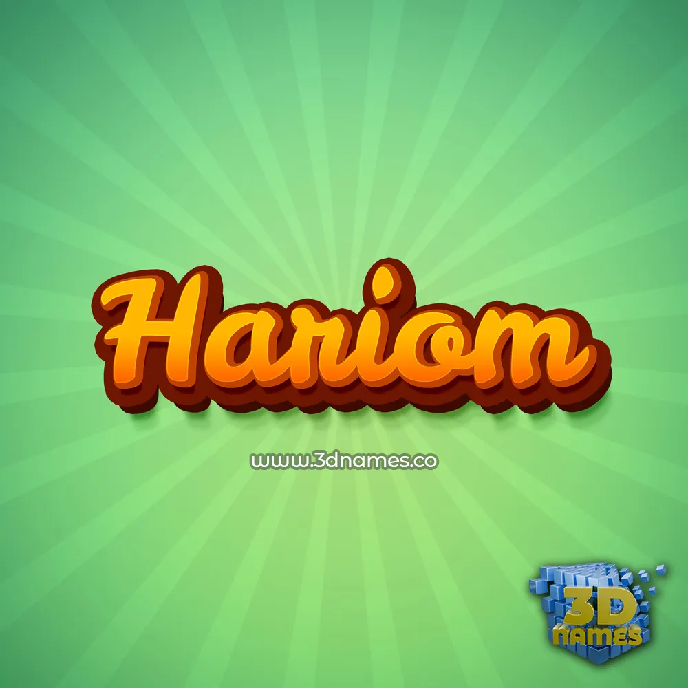 hariom in Green Rays style - 3D name wallpaper