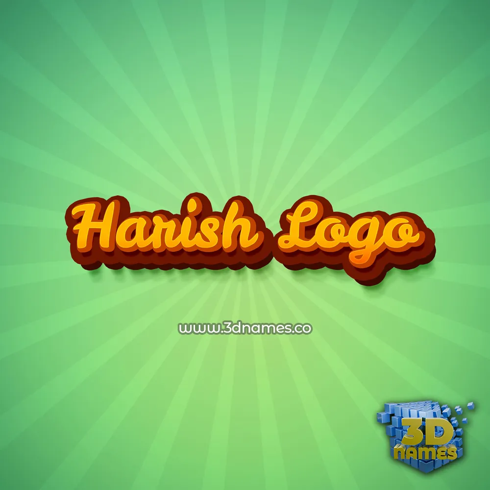 harish logo in Green Rays style - 3D name wallpaper