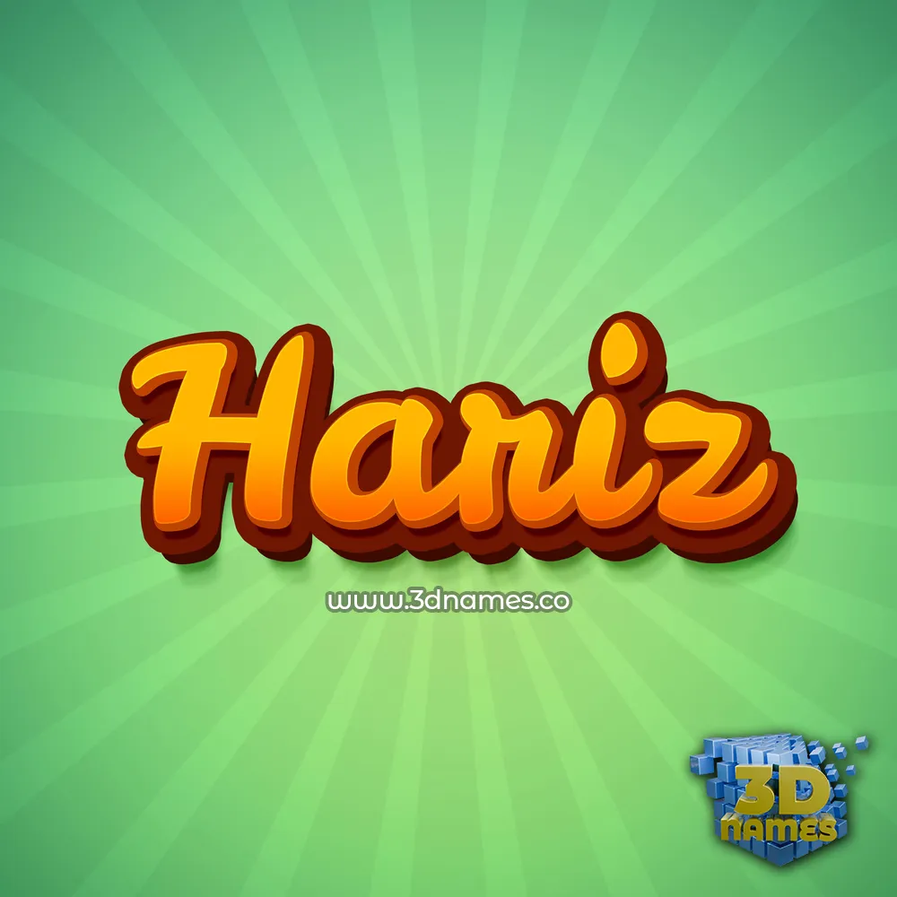 hariz in Green Rays style - 3D name wallpaper