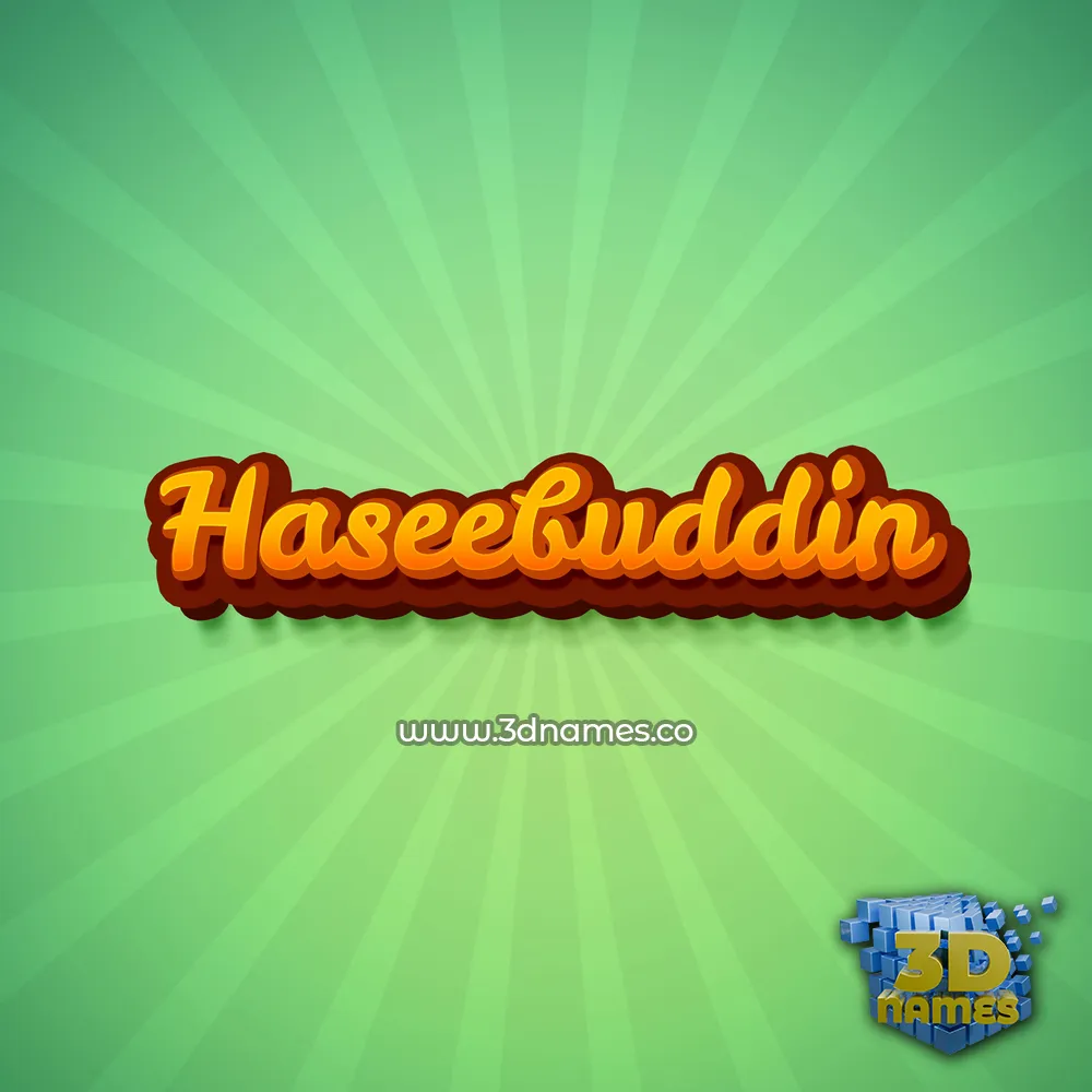 haseebuddin in Green Rays style - 3D name wallpaper