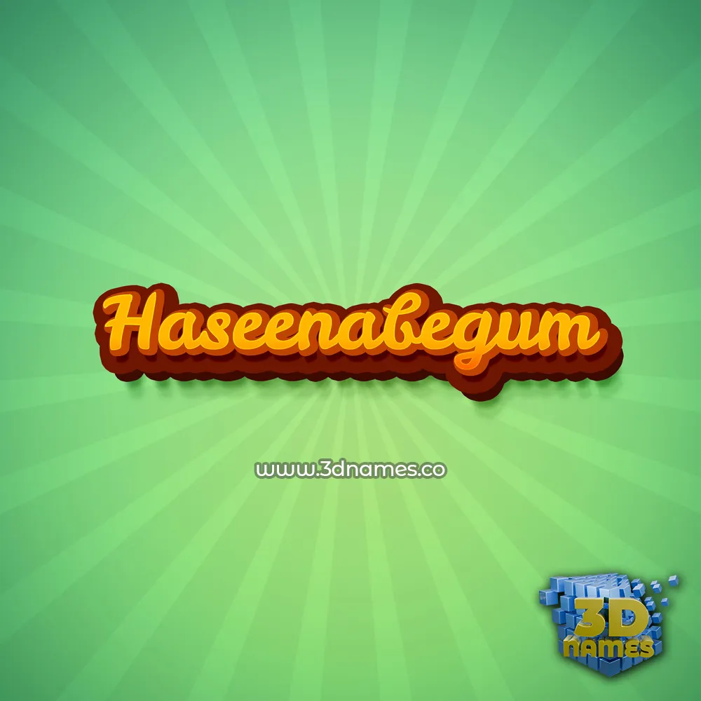 haseenabegum in Green Rays style - 3D name wallpaper