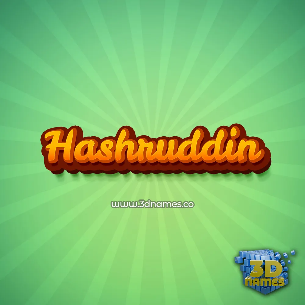 hashruddin in Green Rays style - 3D name wallpaper