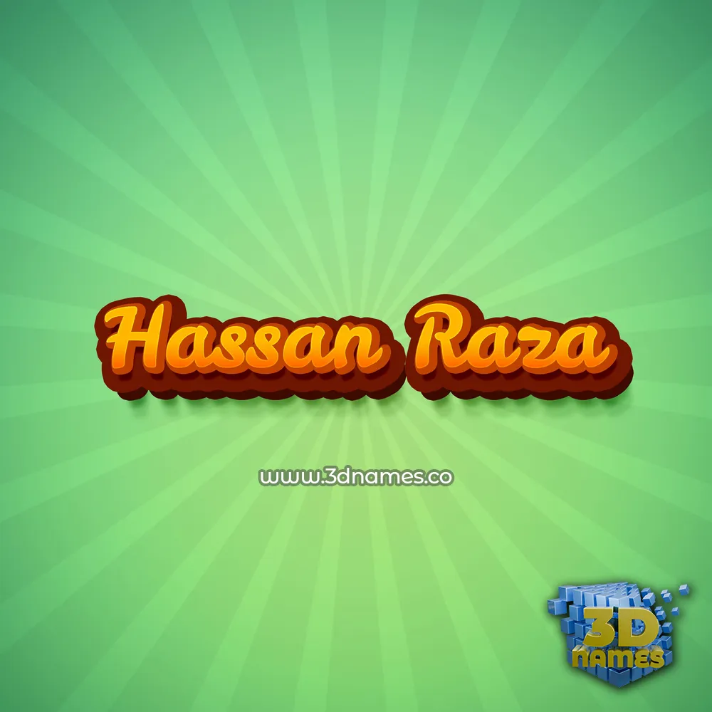 hassan raza in Green Rays style - 3D name wallpaper
