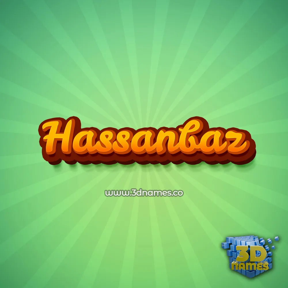 hassanbaz in Green Rays style - 3D name wallpaper