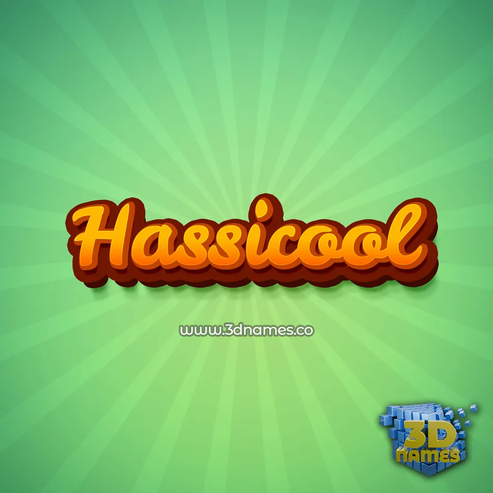 hassicool in Green Rays style - 3D name wallpaper