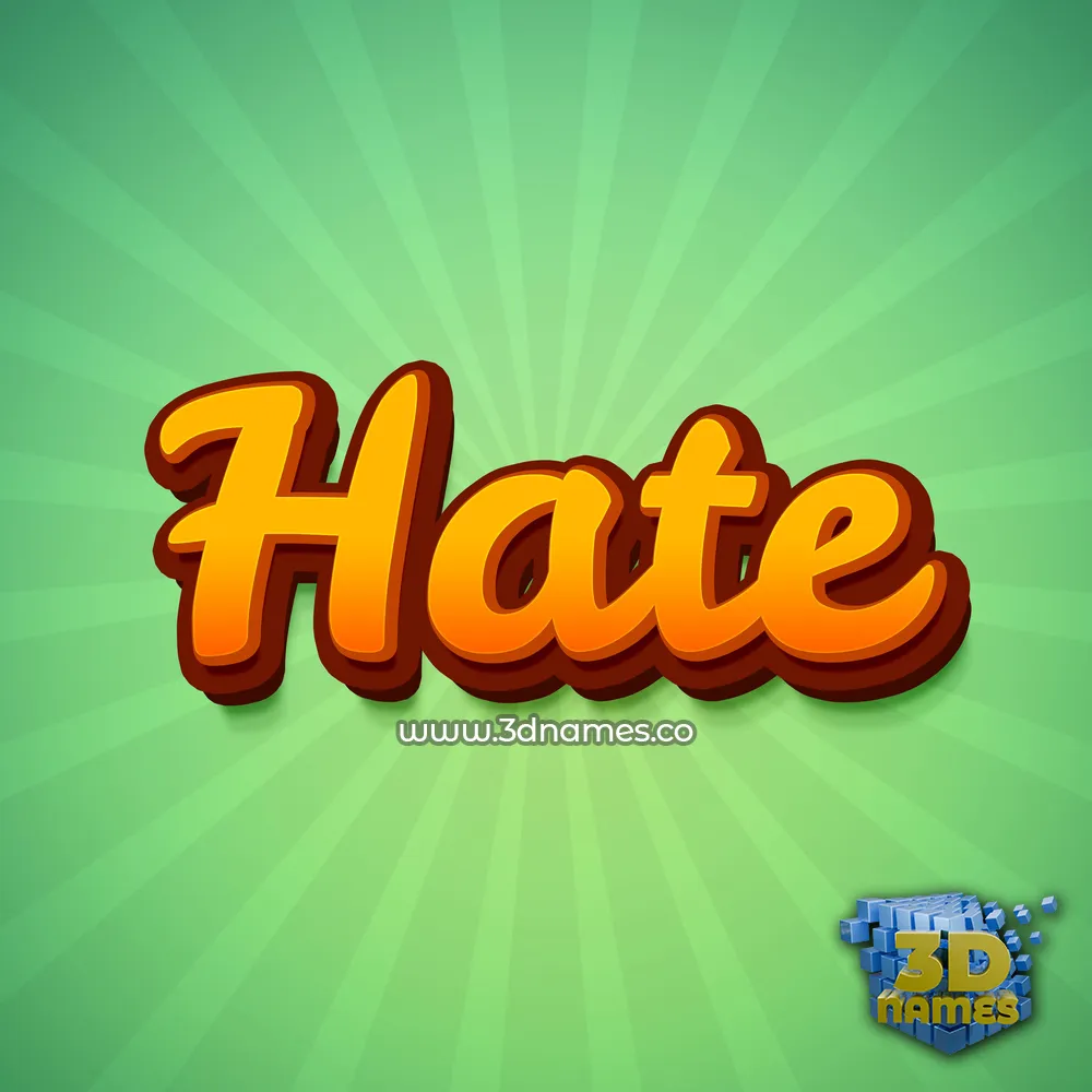 hate in Green Rays style - 3D name wallpaper