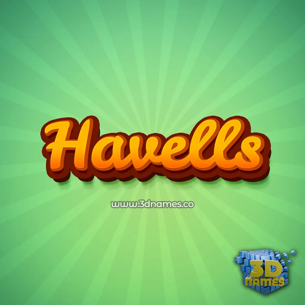 havells in Green Rays style - 3D name wallpaper