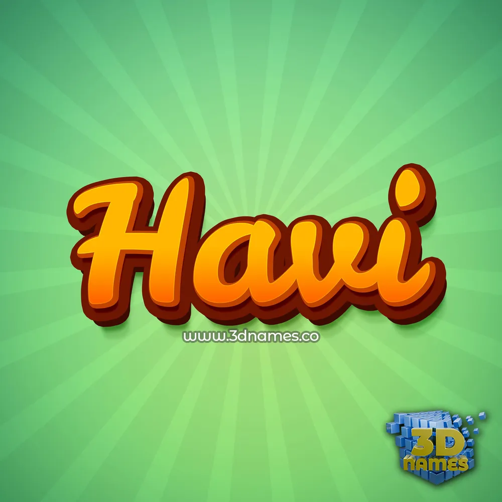 havi in Green Rays style - 3D name wallpaper