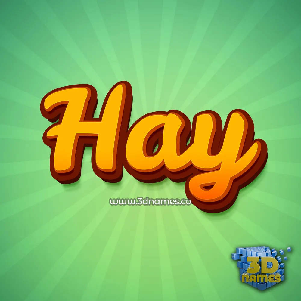 hay in Green Rays style - 3D name wallpaper